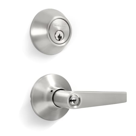 Entry Door Lever Combo Lock Set With Deadbolt Set Of 4, Keyed Alike, Stainless Steel, 4PK